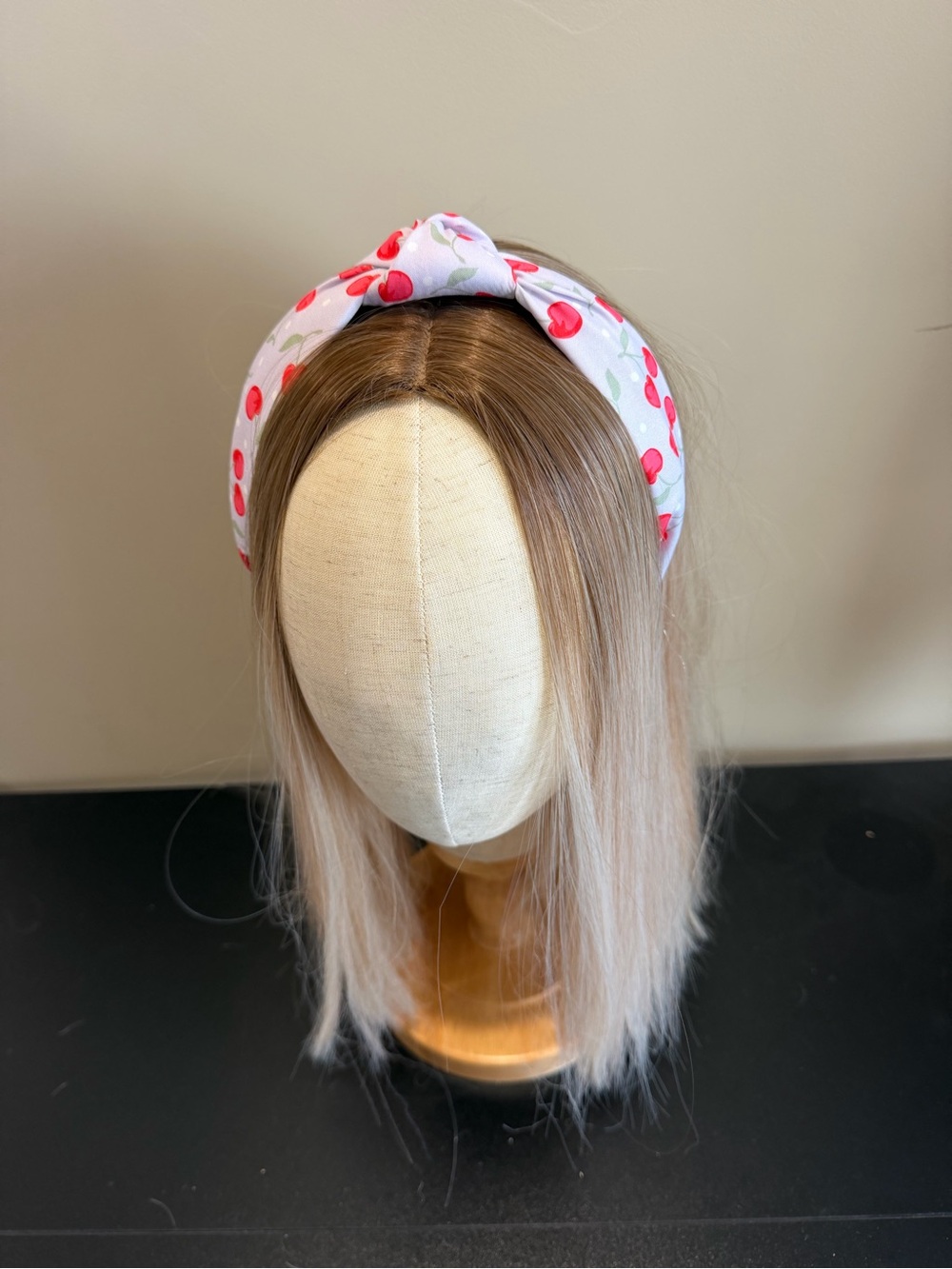 Louis Vuitton White Cherry-Print Knotted Headband